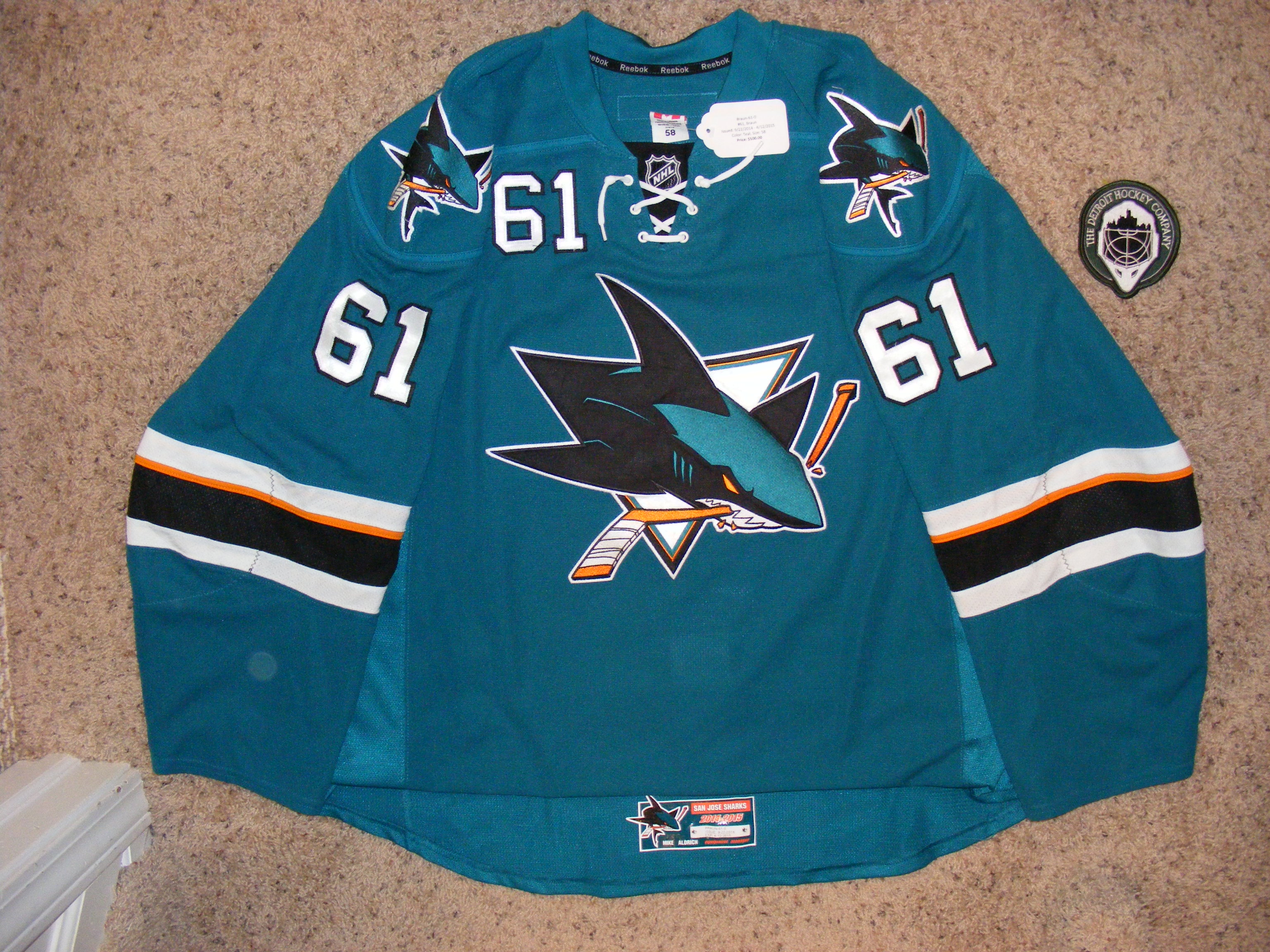 san jose sharks burns jersey